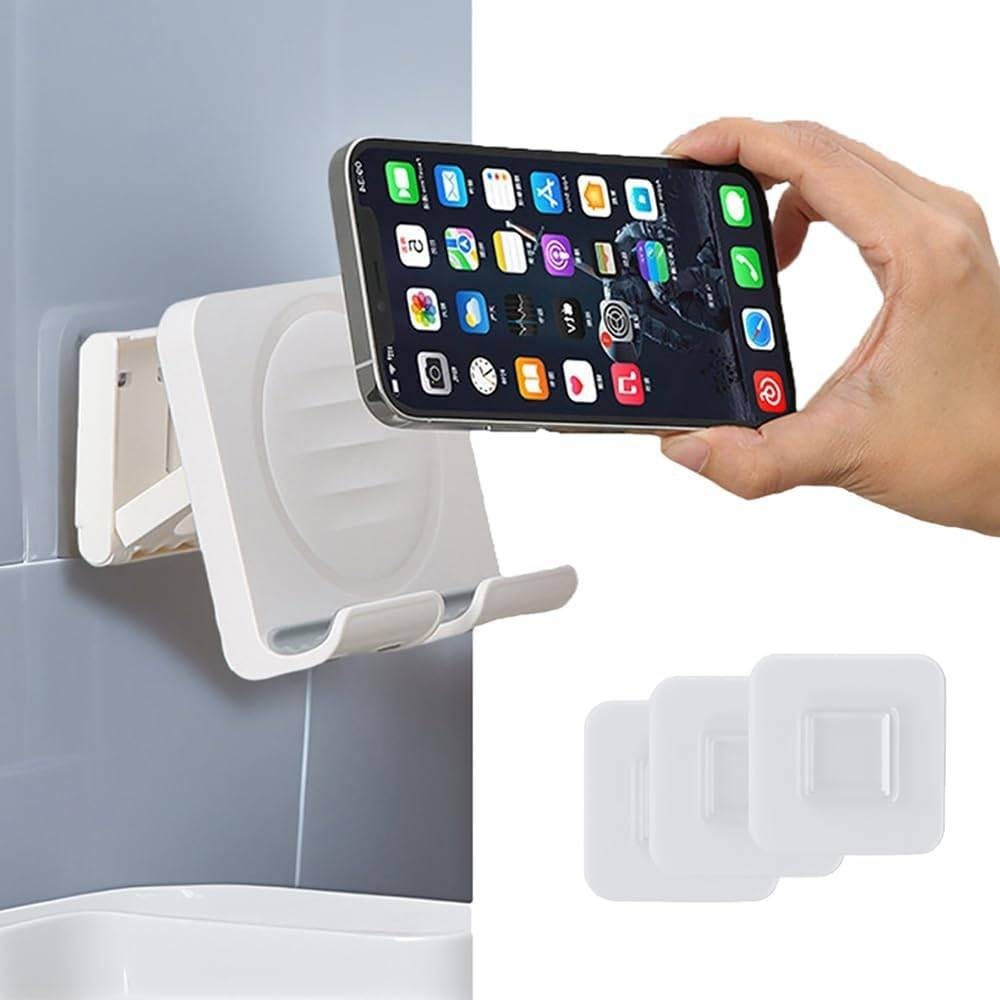 Wall Mount Phone Stand Universal White NEW Foldable Adjustable Angle